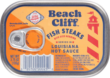 Beach Cliff Wild Caught Herring Fish Steaks In Louisiana Hot Sauce, 3.75 Oz Can - 15G Protein Per Serving