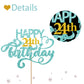 Sky Blue Glitter Happy 24Th Birthday Cake Topper, Twenty Four Years Old Birthday Party Cake Decor, Gold Number 24 Birthday Party