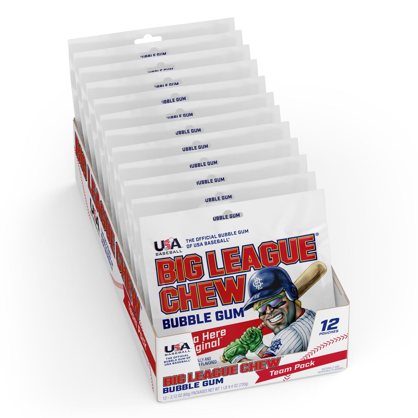 The Official Big League Chew Original Bubble Gum + Tray (12 Packs)
