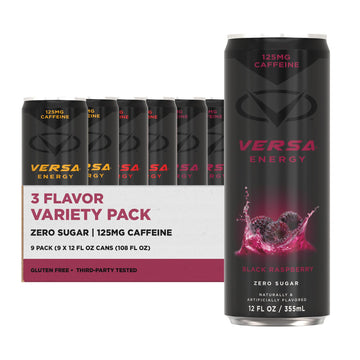Versa Energy By Pescience  Sugar Free Energy Drink  125Mg Energy Blend  Perfectly Carbonated  Variety Pack  3 Flavors  Case Of 9