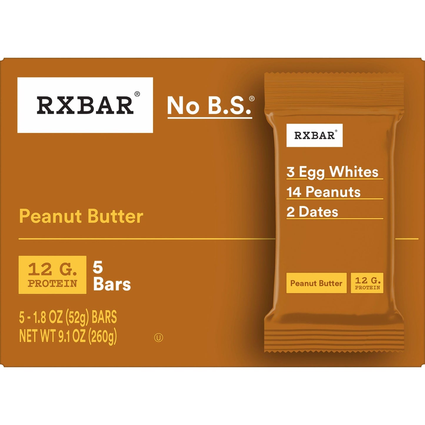 RXBAR Peanut Butter Protein Bar 5 Count, 1.8 OZ