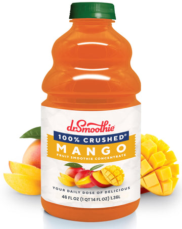 Dr. Smoothie 100% Crushed Mango – No Added Sugar, Made With Real Fruits/Fruit Juice – Vegan, No Artificial Colors Or Flavors – Sweet Mango With A Hint Of Pineapple & Banana – 46 Oz Bottle