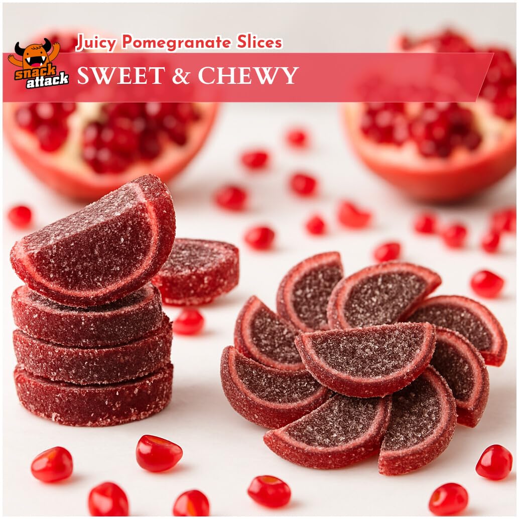 Snack Attack Pomegranate Fruit Slices Gummy Candy Soft Chewy   2lb Bag