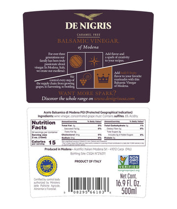 De Nigris Balsamic Vinegar, Bronze Eagle, 35% Grape Must, 16.9 Oz
