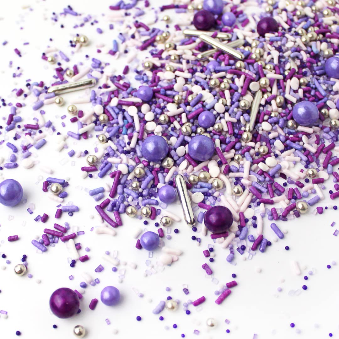 Perfectly Purple Sprinkle Mix| Made in USA By Sprinkle Pop| Monochromatic Mix of Rich Purples| Purple White Sprinkles For Decora