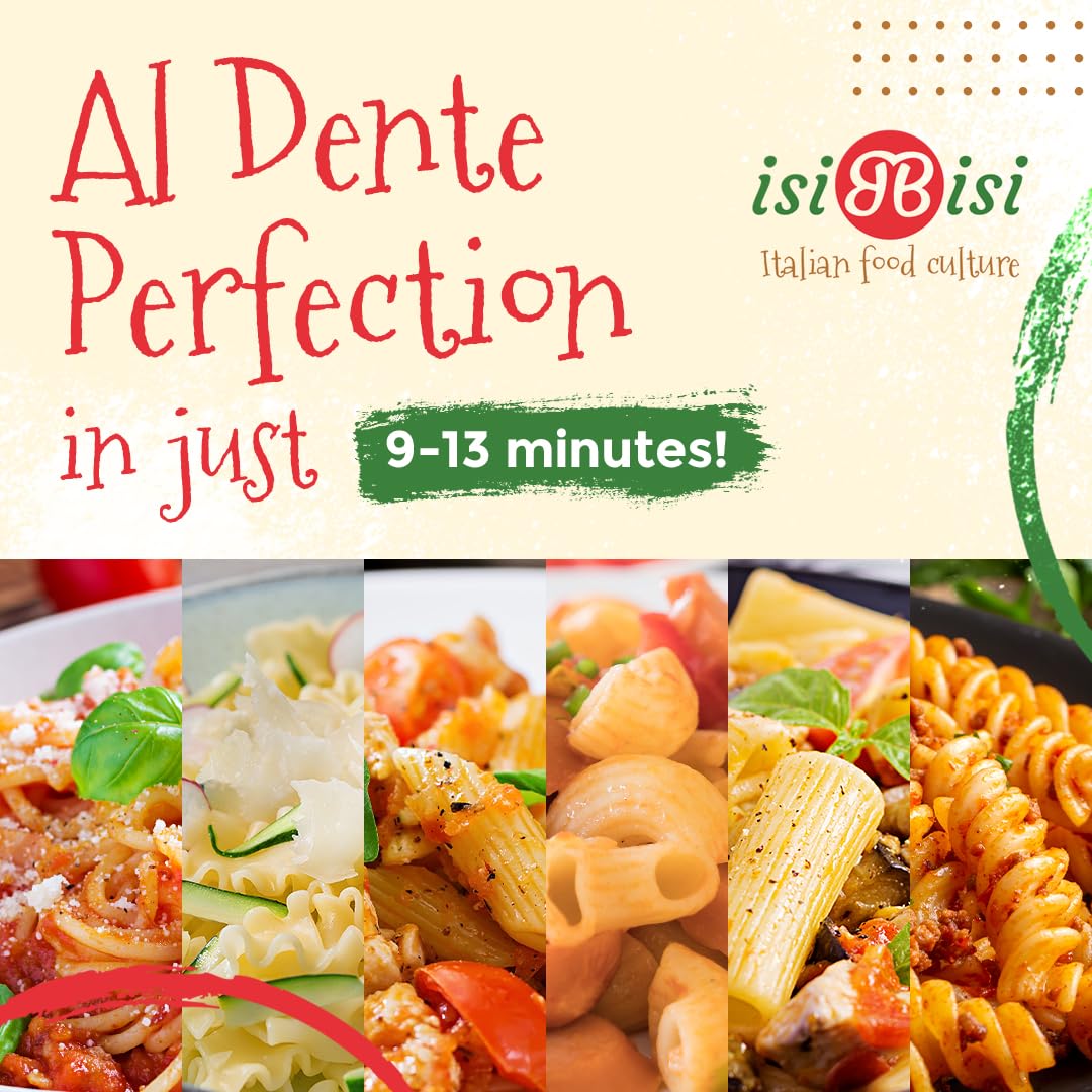 Isibisi Gluten Free Pasta Sampler - Penne, Spaghetti, Rigatoni, Elbow, Baby Mafalda Pasta, Spirali Noodles - Italian Pasta In Bu