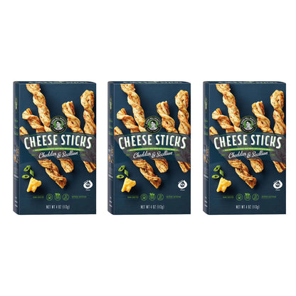 John Wm. Macy - Cheddar & Scallion CheeseSticks - Hand Crafted, Non GMO, and Nothing Artificial - Made with Real Cheese - 4 oz. 