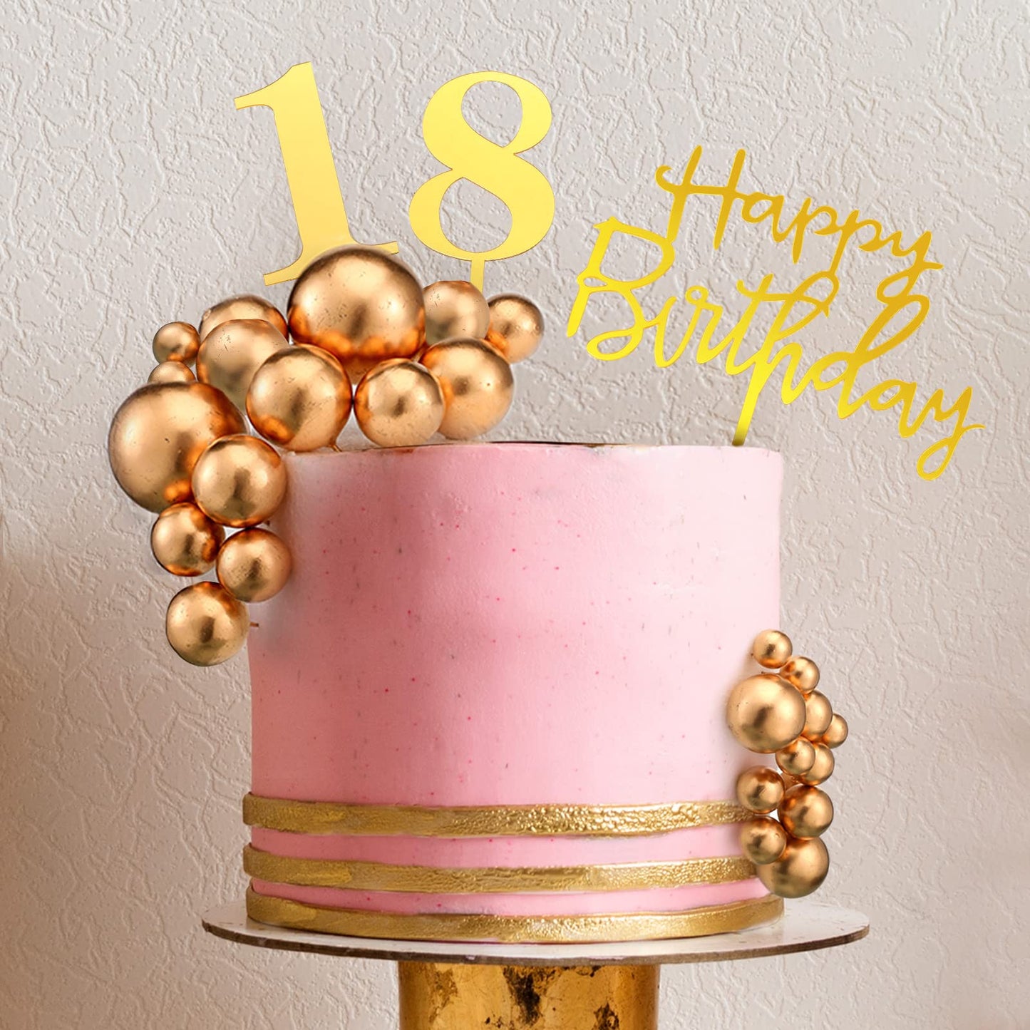 38 Pieces Ball Cake Decorations Set, Acrylic Happy Birthday Cupcake Picks Number 0-9 Toothpicks Ball Shaped Insert Toppers For H