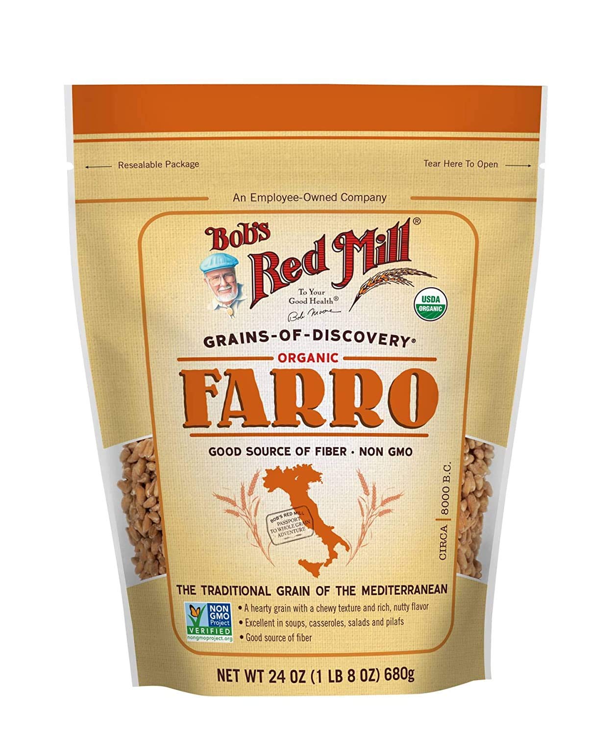 Bobs Red Mill Organic Farro, 24 Ounce (Pack of 2) - Whole Grain, Non-GMO, High Fiber
