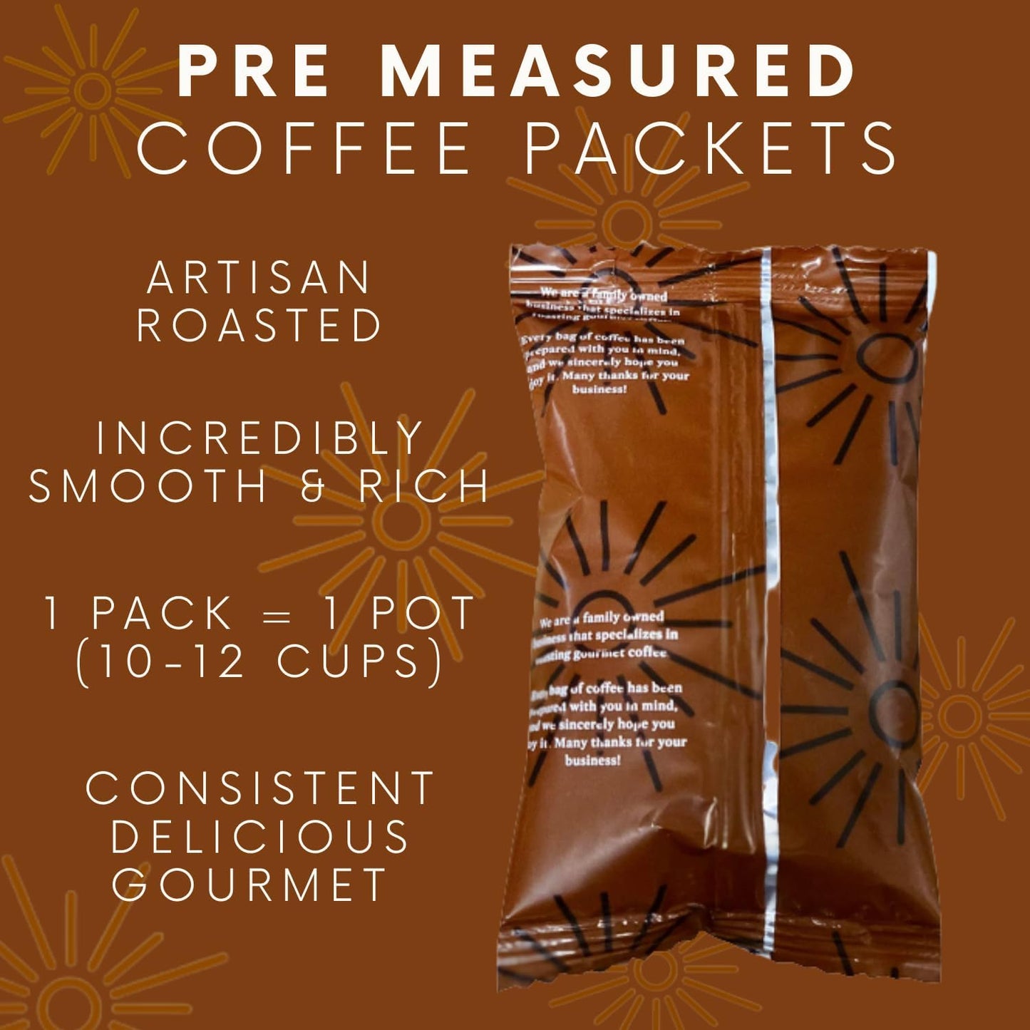 SARASOTA COFFEE & TEA CO. Gourmet Medium Roast Coffee Ground Packets, Salted Caramel, 2 Ounce Bags, Pack of 12