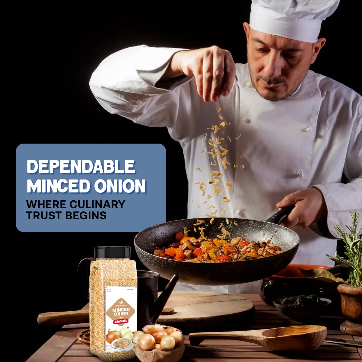 Dependable Foods Minced Onion - 6 Oz. Jar - 100% Natural, Kosher, Dehydrated Onion Flakes Convenient Versatile Seasoning - Non-G