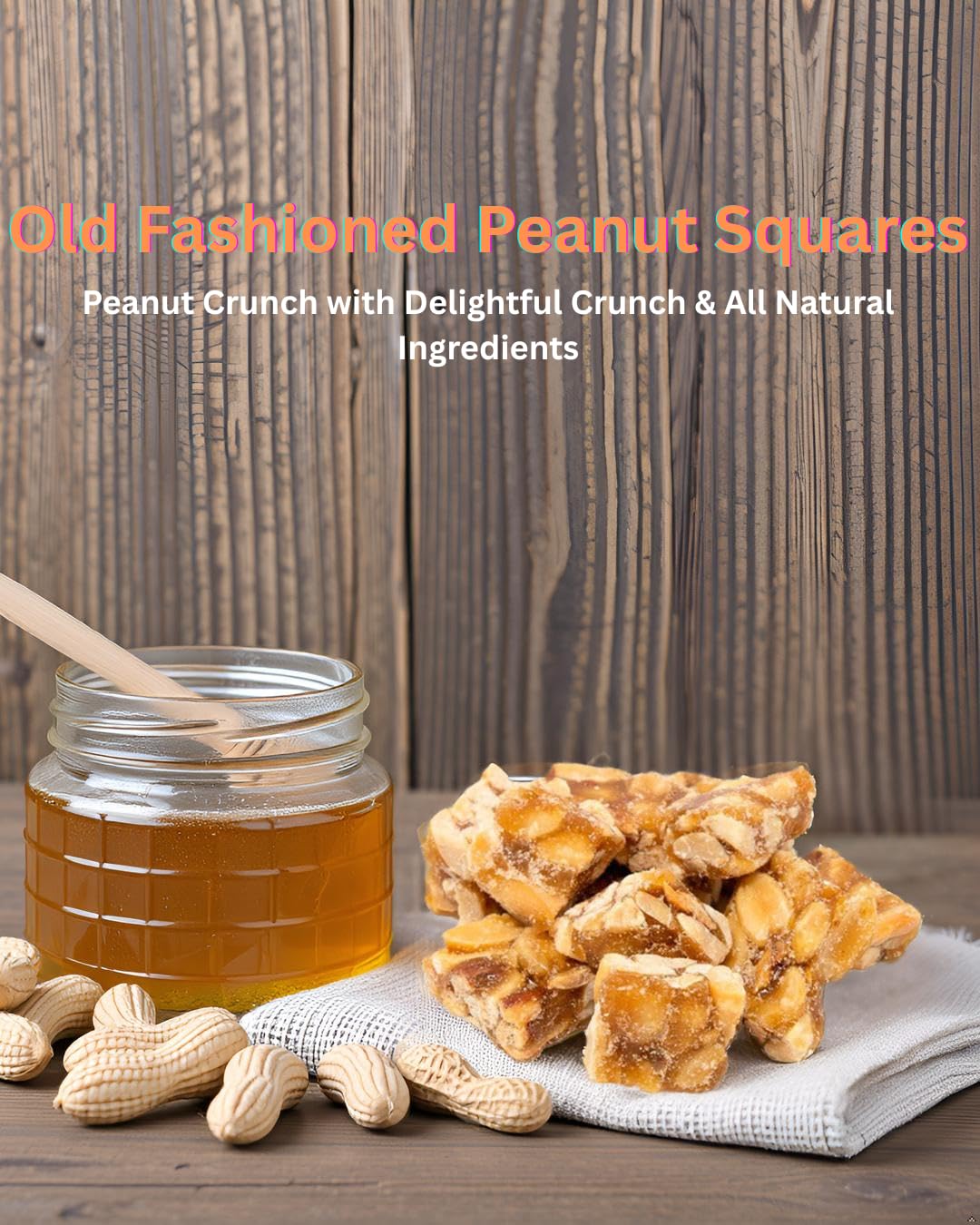 Nuts To You Old Fashioned Peanut Squares, Peanut Crunch, All Natural Ingredients, 1 Pound