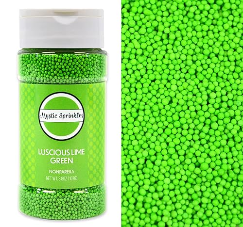 Mystic Sprinkles Solid Color Nonpareils 3.8Oz Bottle (Luscious Lime Green)