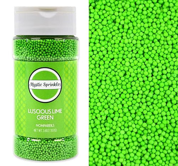 Mystic Sprinkles Solid Color Nonpareils 3.8Oz Bottle (Luscious Lime Green)