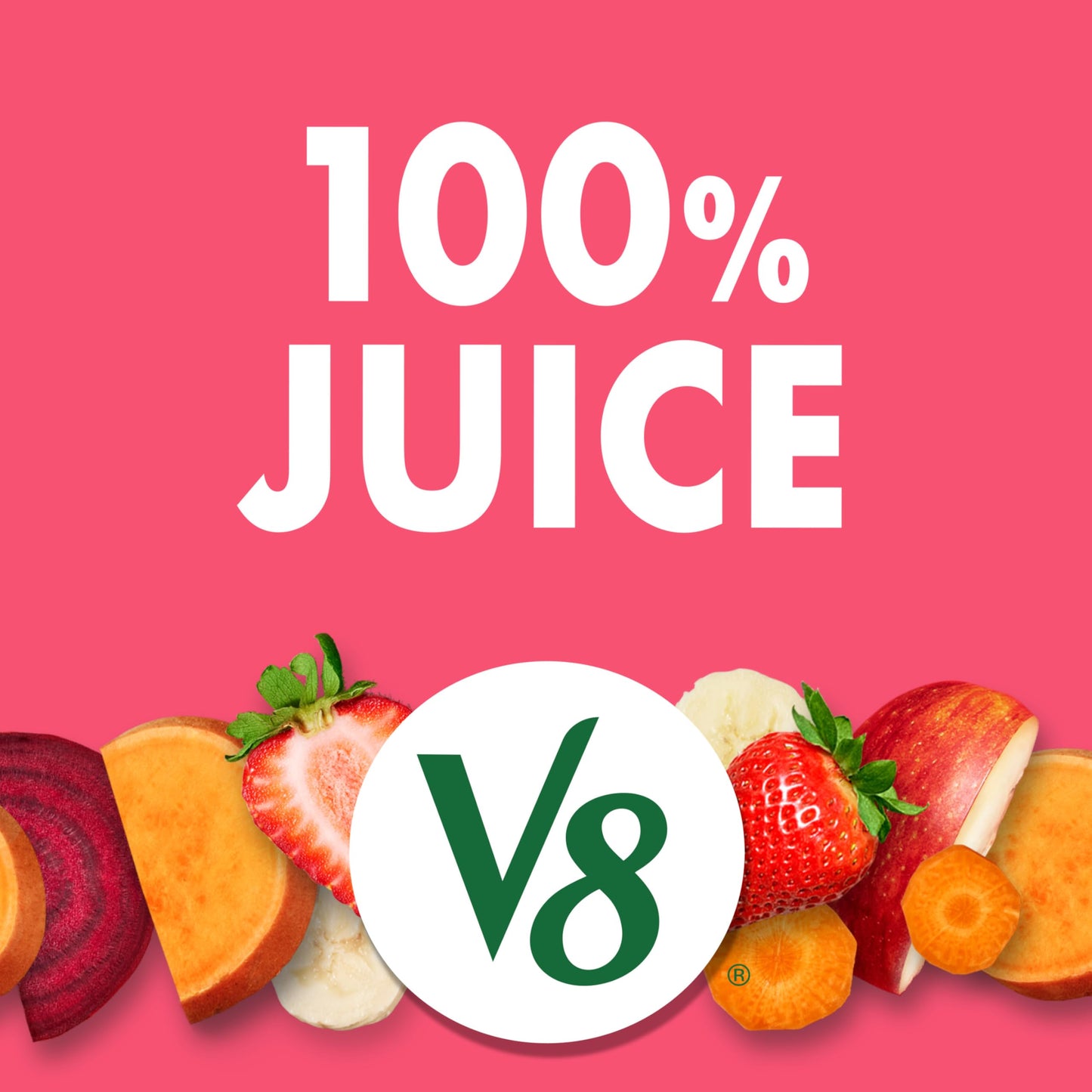 V8 Strawberry Banana Fruit and Vegetable Juice, 46 fl oz | 100% Juice | Pack of 2 | Bottle