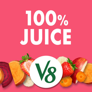 V8 Strawberry Banana Fruit and Vegetable Juice, 46 fl oz | 100% Juice | Pack of 2 | Bottle