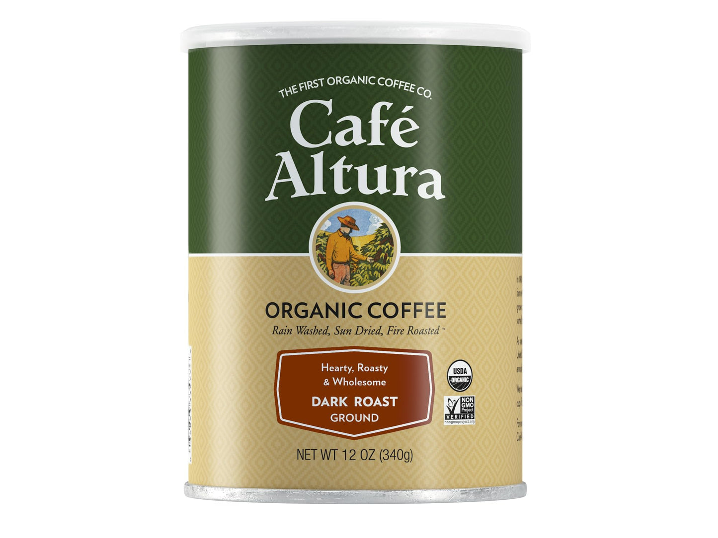 Cafe Altura Ground Organic Coffee, Dark Roast, 12 Ounce (Pack of 3), Brown