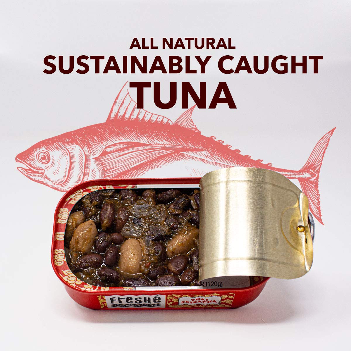 Fresh   Gourmet Canned Tuna (Thai Sriracha, 10 Pack) Freshly Packaged Skipjack Tuna Fish - Healthy High-Protein Snack & Ready To