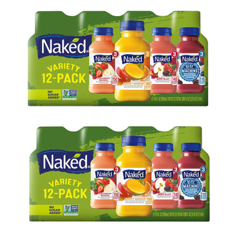 Gourmet Kitchn Naked Juice Variety Pack, No Sugar Added, 10 Fl Oz (Pack of 24), Includes Strawberry Banana, Mighty Mango, Berry Blast, Blue Machine