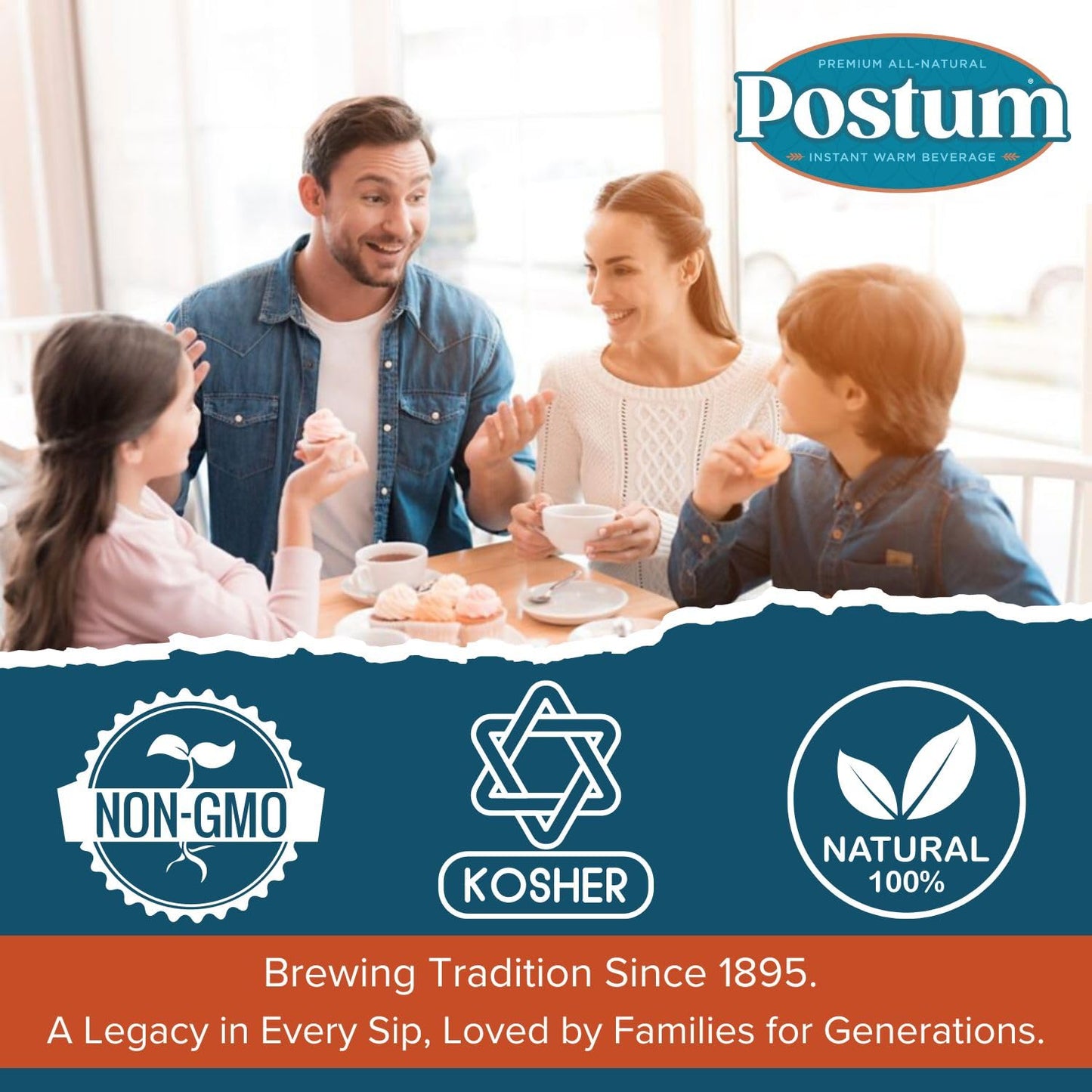 Postum Coffee Substitute Original, Caffeine-Free, 8oz, Vegan Coffee Alternative with Roasted Wheat Bran & Molasses