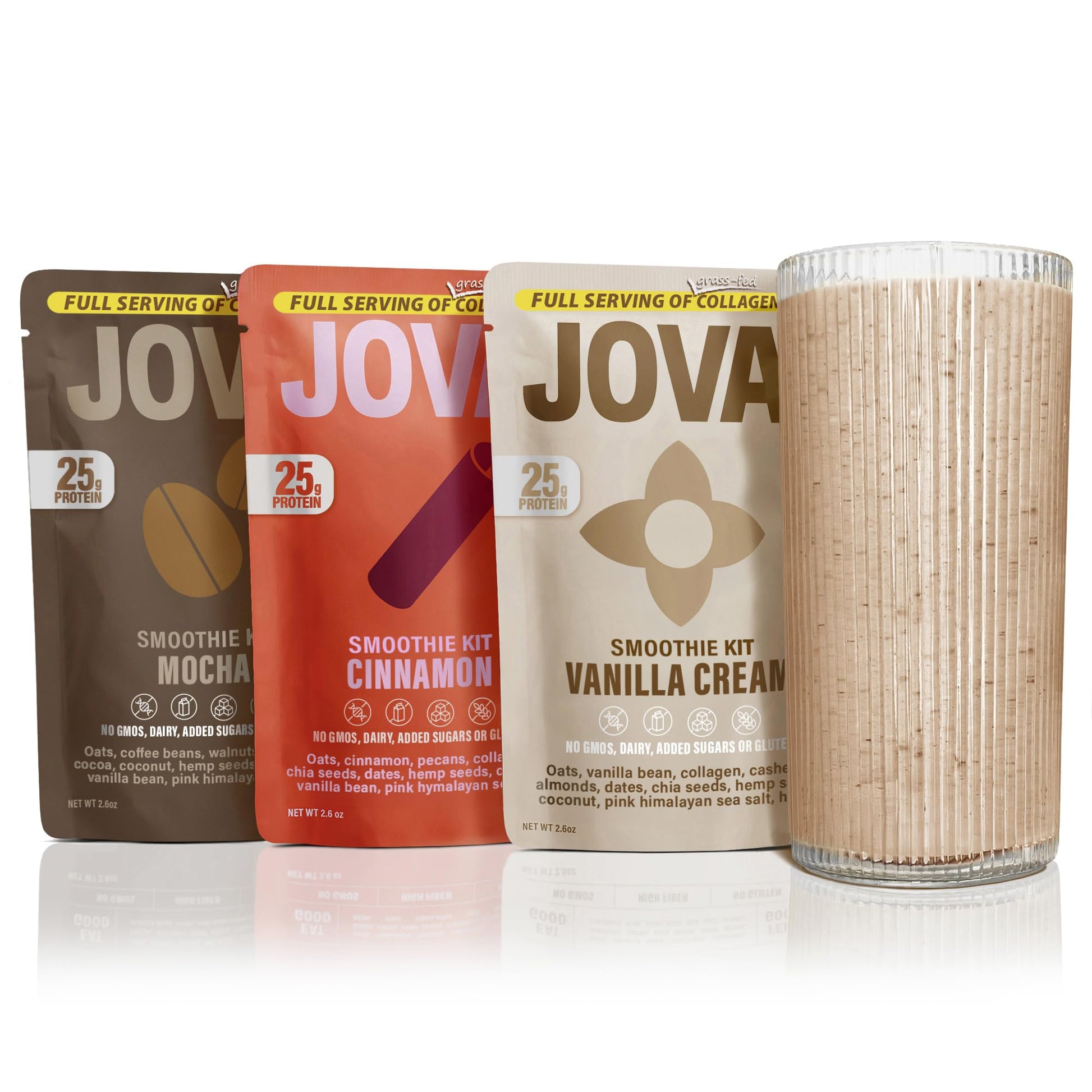 JOVA Smoothie Sampler Pack | Includes Mocha, Cinnamon & Vanilla Cream | 25g Protein | Gluten-Free, Non-GMO, No Added Sugar | Eas