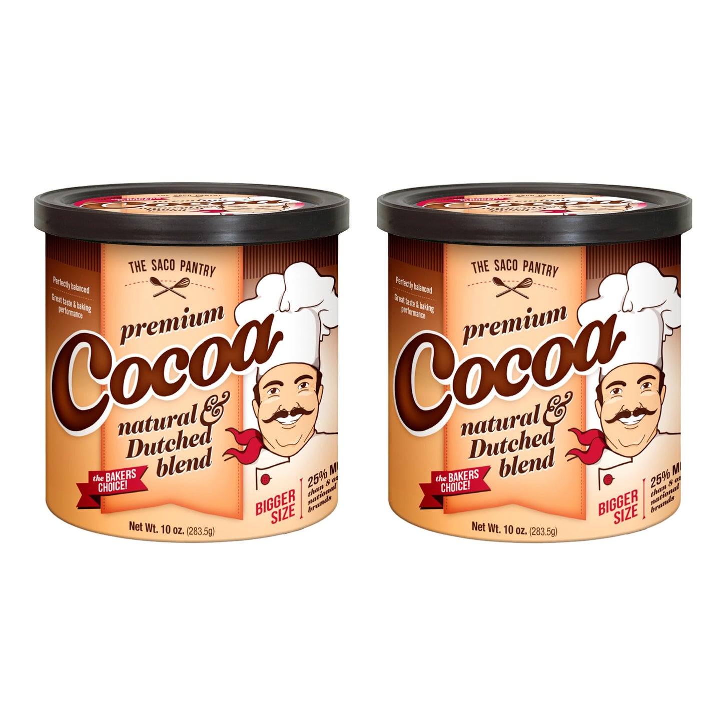 SACO Pantry enhanced Cocoa, Natural and Dutched Blend, 10oz (Pack of 2), Certified Kosher, Gluten-Free & Nut-Free