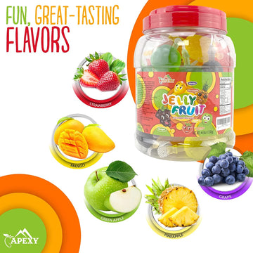 APEXY Jelly Fruit Assorted Pack, 46.9oz (1330g), Multicolor Tiktok Candy Trend, Strawberry, Mango, Apple, Pineapple, Grape
