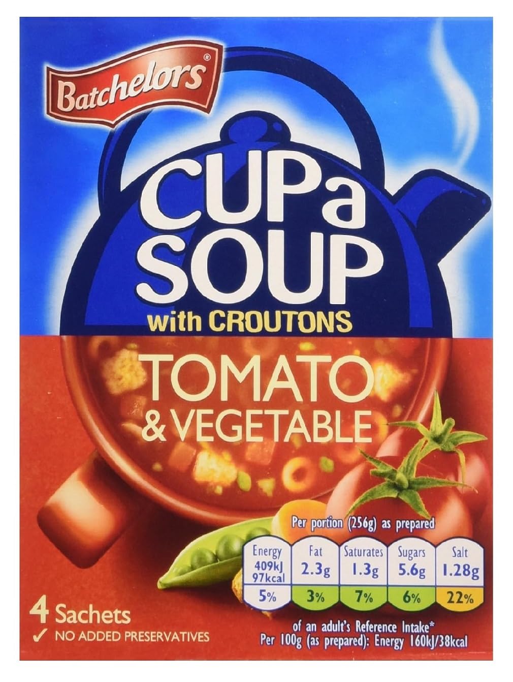 Batchelor'S Tomato & Vegetable Cup A Soup With Croutons 4'S 104G (3 Pack)