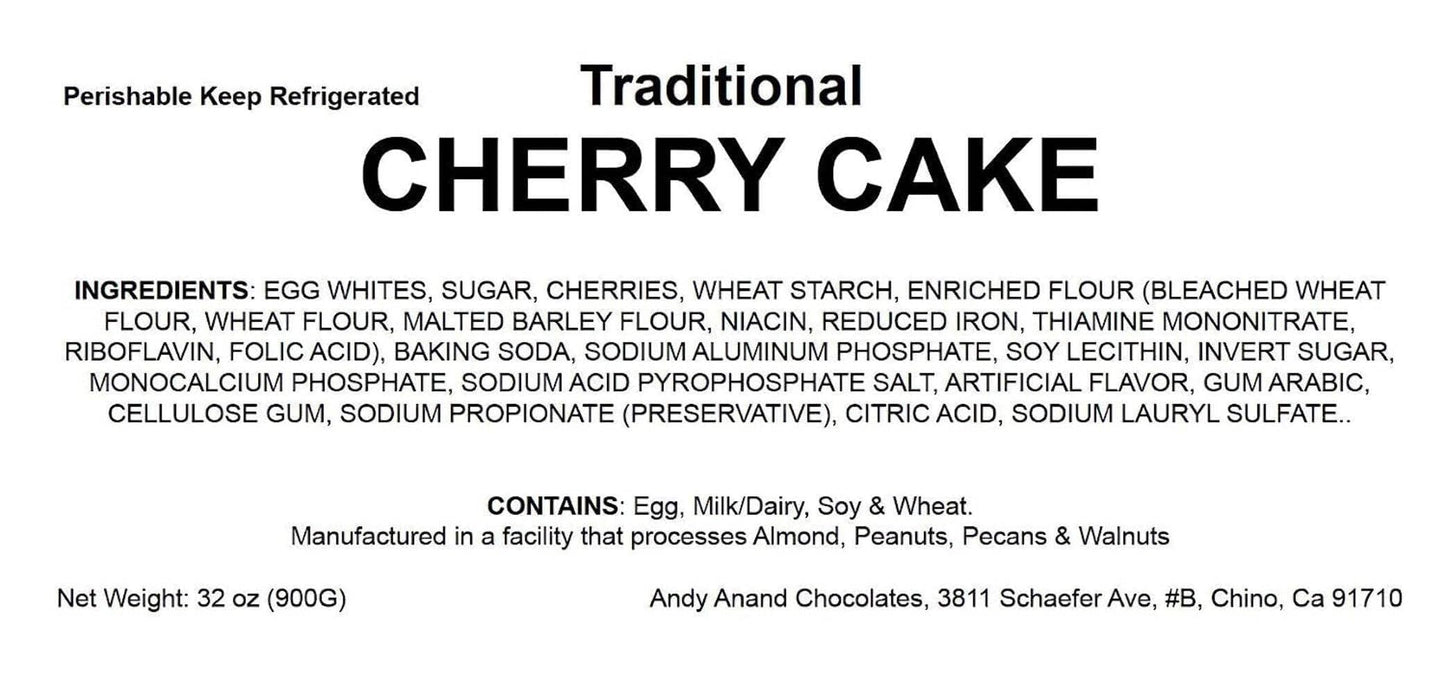 Andy Anand Luxurious Cherry Cake 9'' | 2.9 Lbs Gourmet Gift, Fresh & Natural Ingredients, Handcrafted, No Preservatives - Perfec
