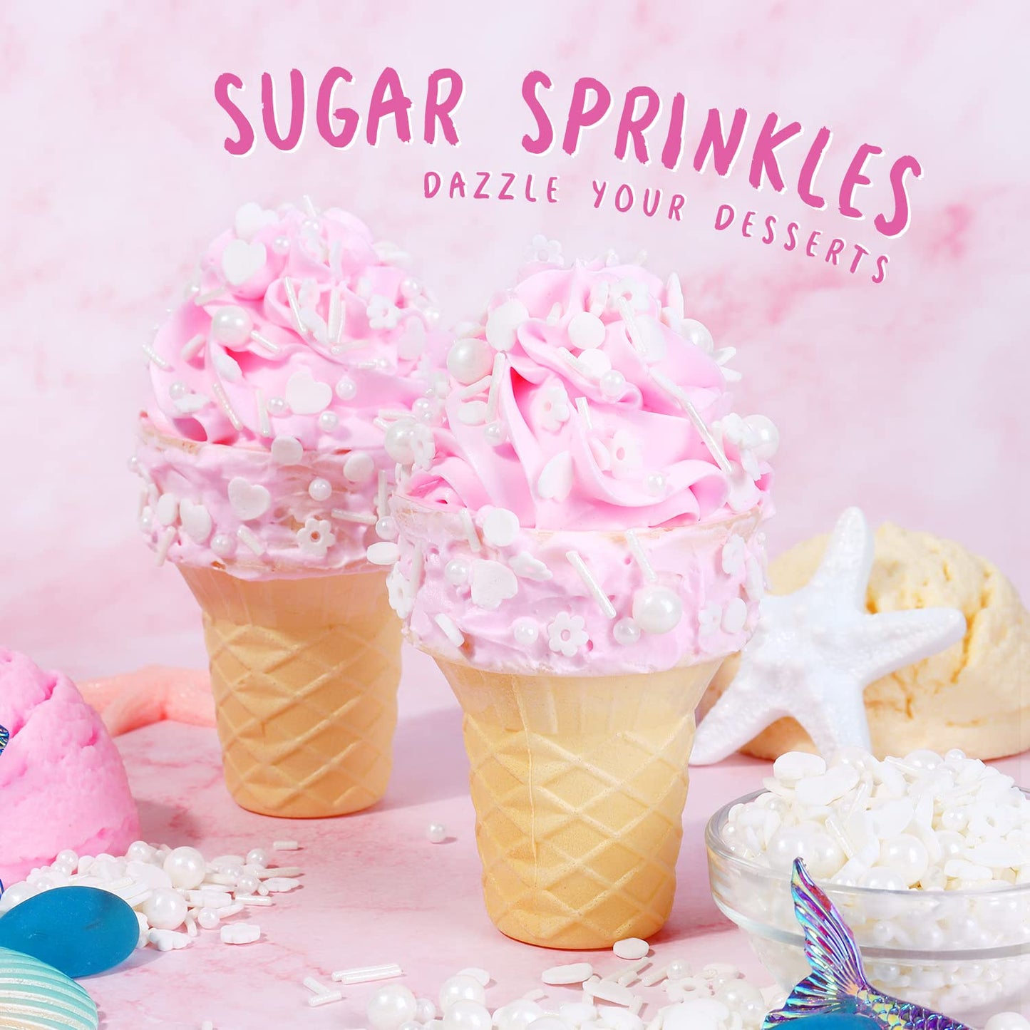 White Sprinkles For Cake Decorating 4.2 Ounce Edible Sprinkles For Cookie Decorating, Cupcake Topper, Ice Cream, Chocolate, Anni