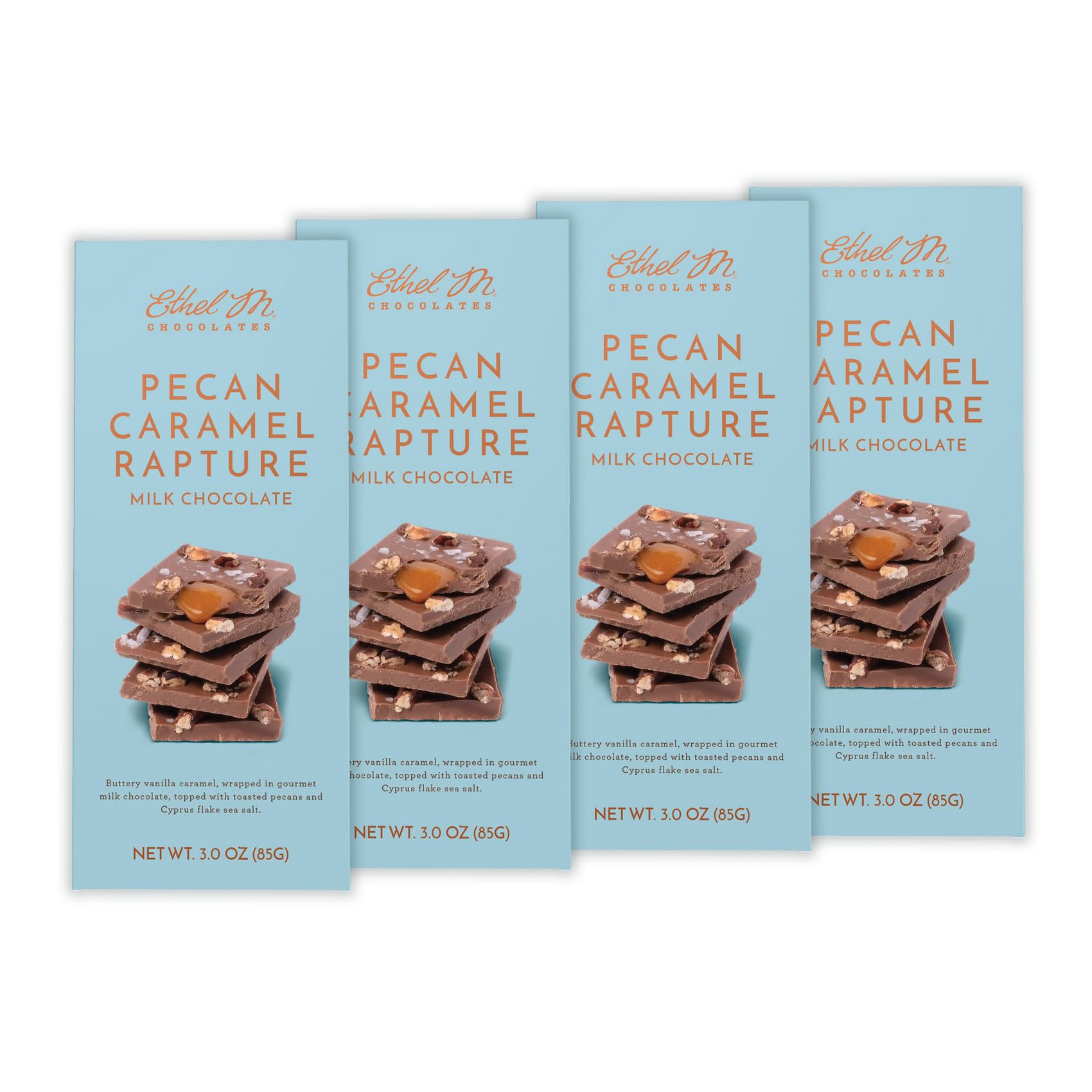 Ethel M Chocolates Small-Batch Gourmet Milk Chocolate Bar with Artisanal Caramel Fillings Topped with Chopped Pecans and Sea Sal