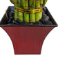 Live Lucky Bamboo Plant In Red Vase, 2 Tiers, 6'' And 4'' Stalks