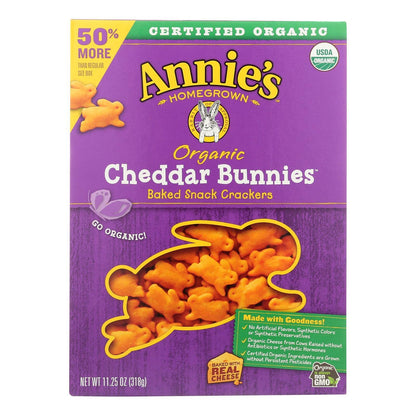 ANNIES HOMEGROWN, Organic Bunnies Crackers, Cheddar, Pack of 6, Size 11.25 OZ - No Artificial Ingredients 95%+ Organic6