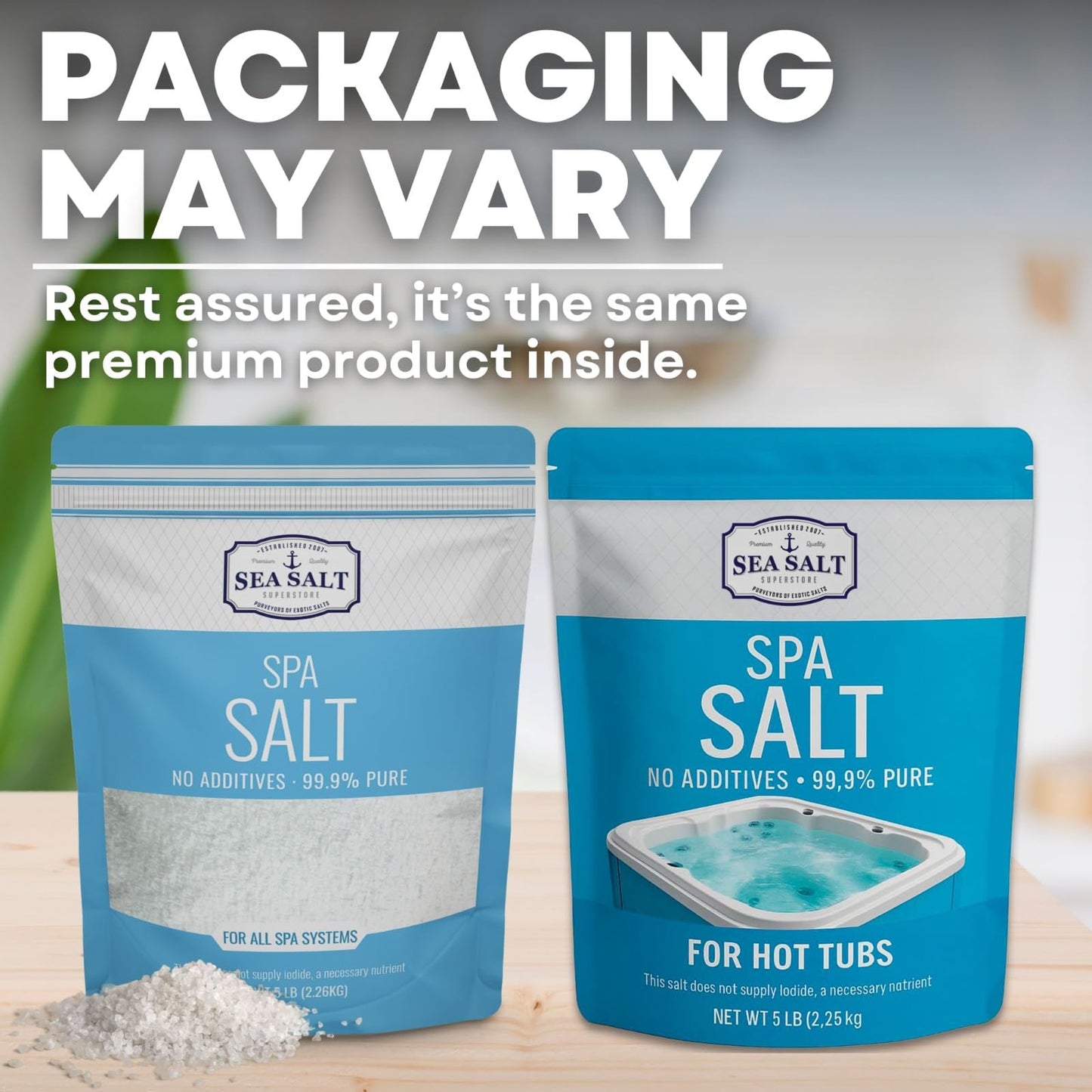 Hot Tub Spa Salt for Water Systems & Chlorine Generators, Pool Salt for Hotspring, Jacuzzi, Caldera, Ace, & Freshwater, 5 Lbs/50