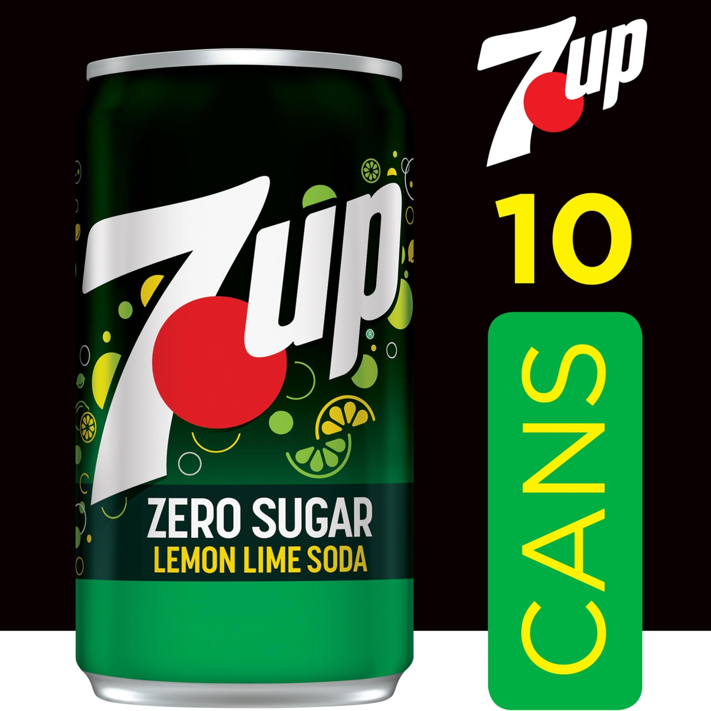 7UP Diet Lemon Lime Soda, Zero Calories, Caffeine Free, 7.5 Fl Oz Mini Cans, Pack of 6