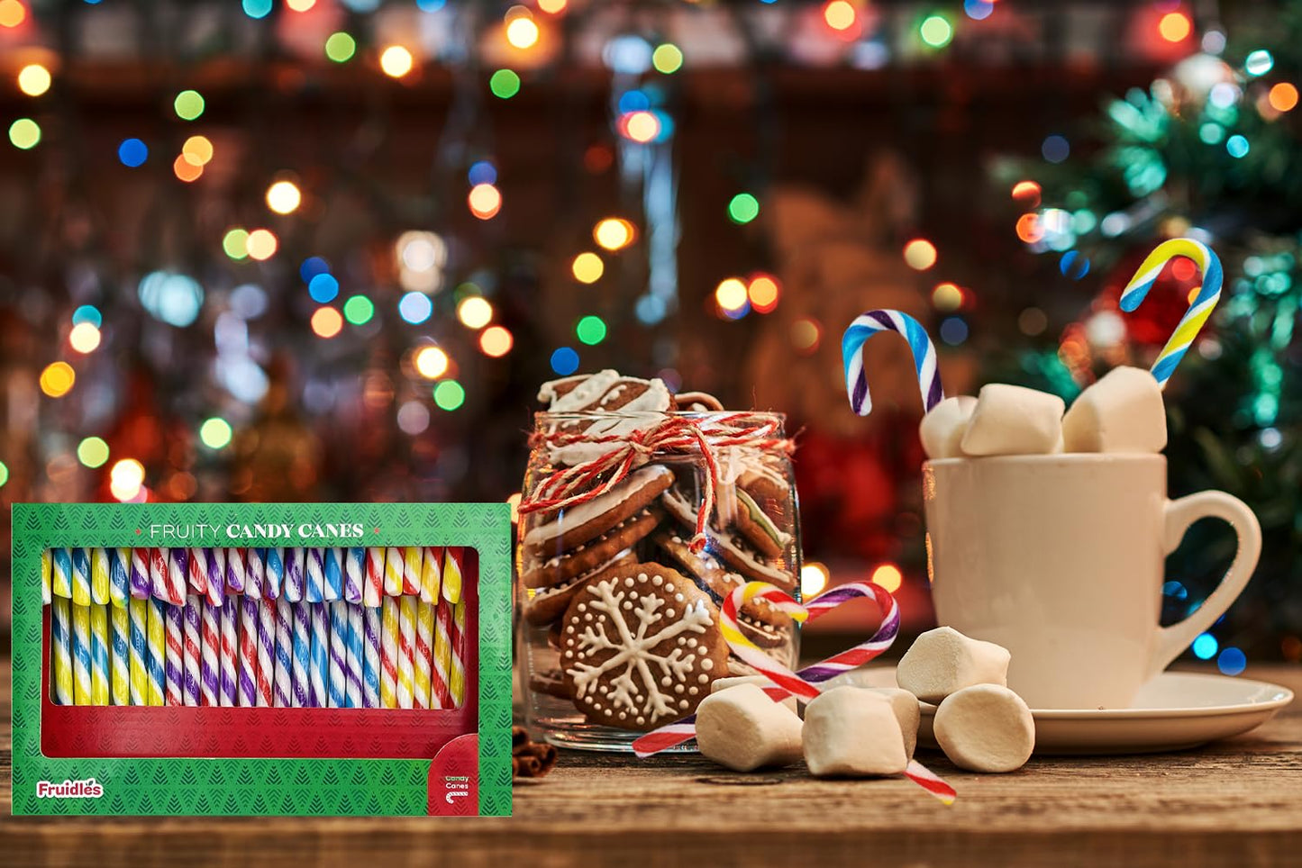 Fruidles Christmas Candy Canes Suckers, Multicolored Rainbow Flavor, 24-Pack