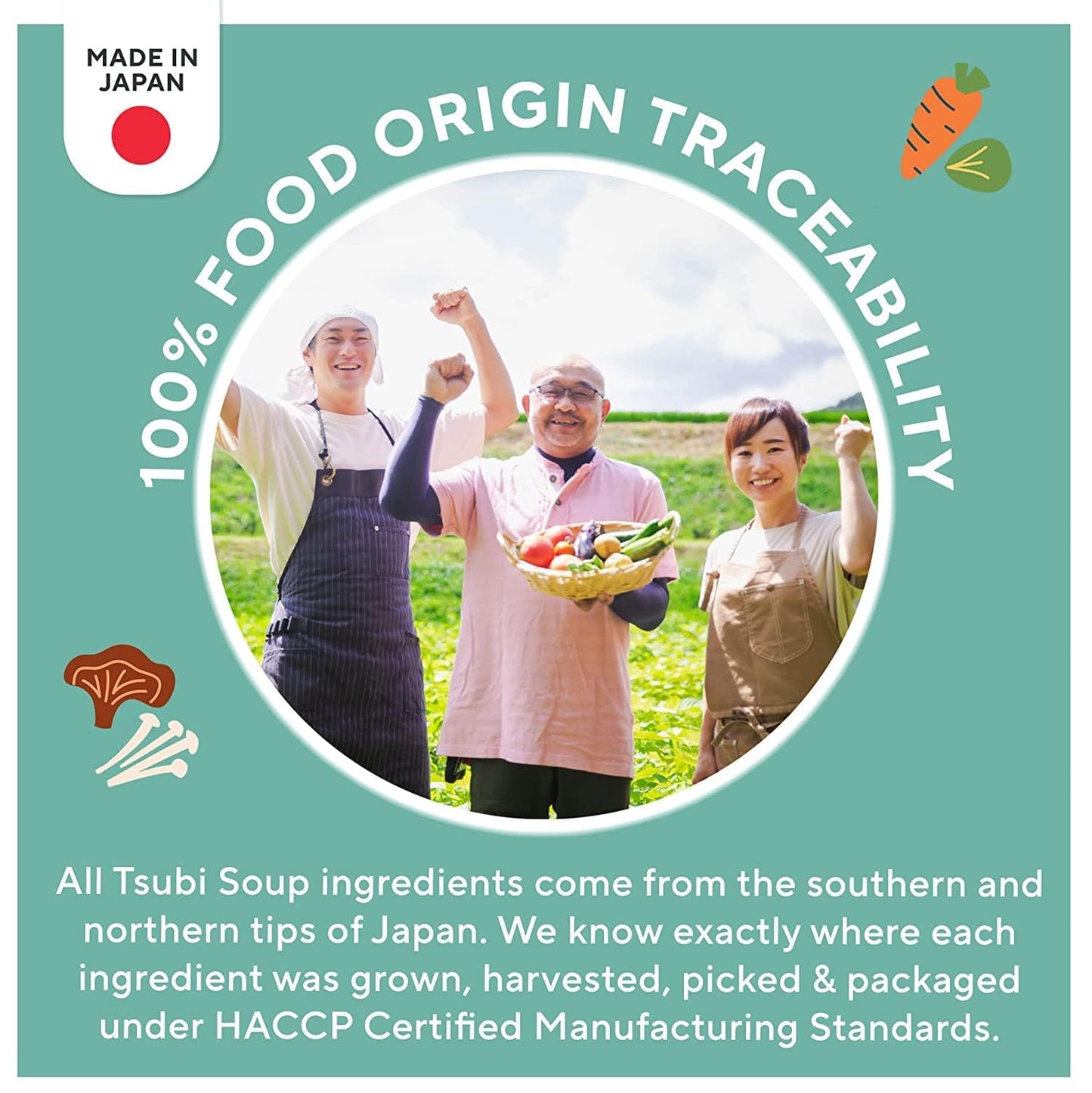 Tsubi Soup Freeze-Dried Japanese Miso Soup Packets, Vegan, Gluten-Free, Spicy Mushroom, 4 Packs, Instant, Easy Mix