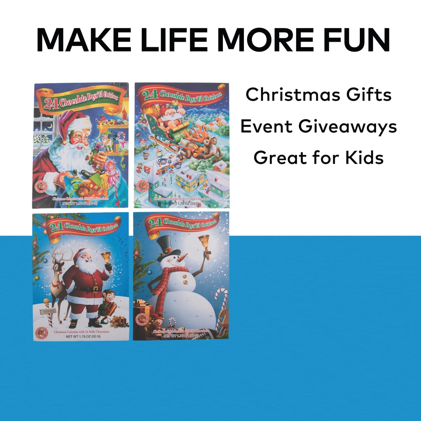 Chocolate Christmas Advent Calendar (4 designs with 24 pieces of candy each)
