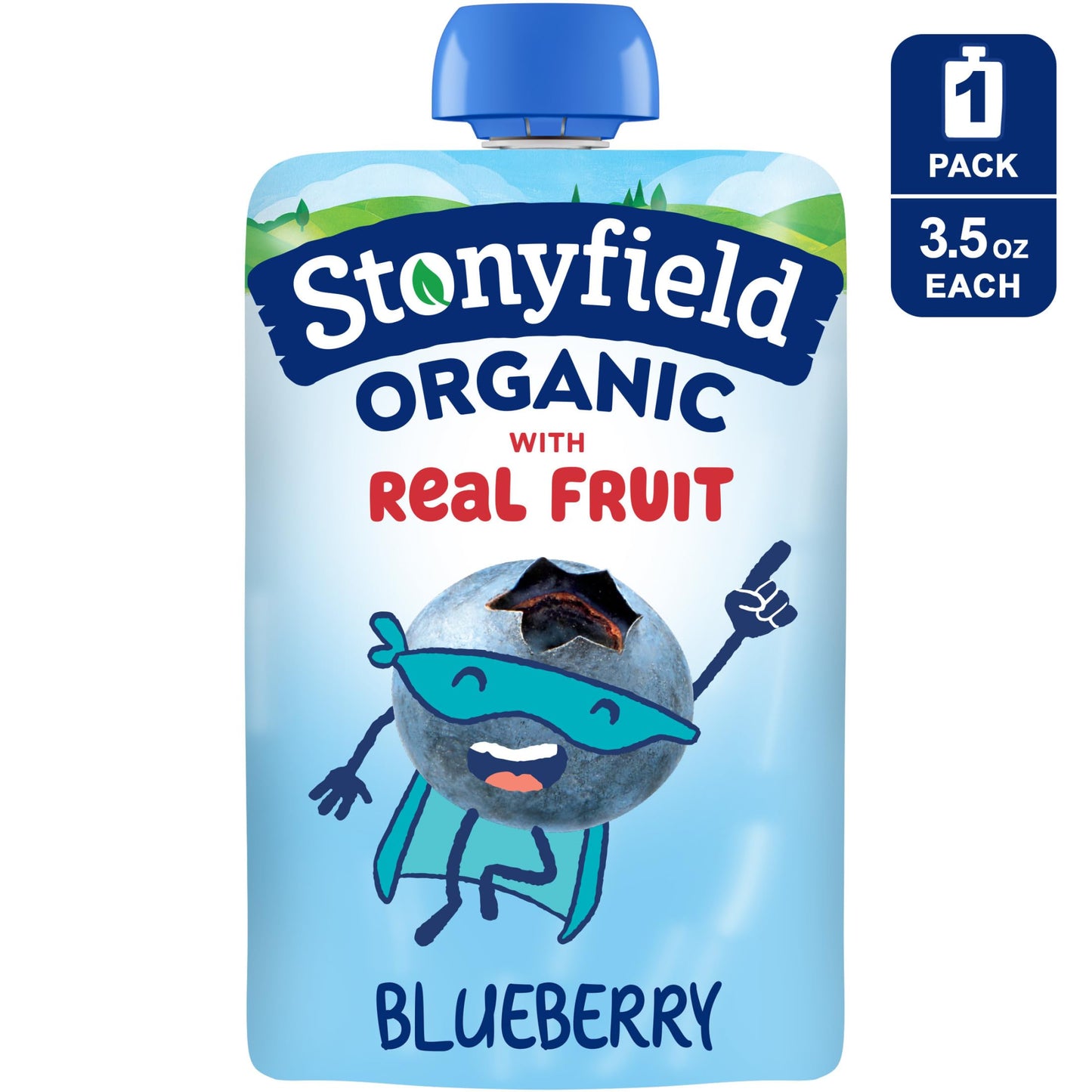 Stonyfield Organic Kids Blueberry Lowfat Yogurt, 3.5 oz. Pouch, Single Serve - Includes Live Active Cultures
