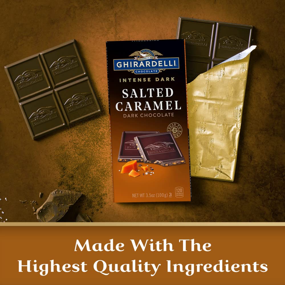 Ghirardelli Dark Chocolate Bar With Sea Salt Caramel Filling, 3.5 Oz Bar