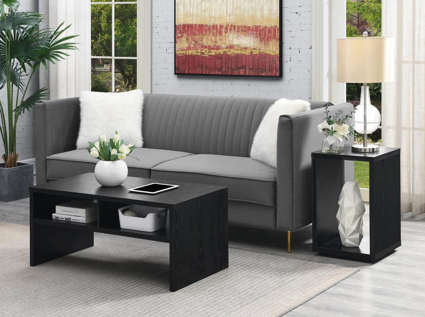 Convenience Concepts Northfield Admiral Deluxe Coffee Table With Shelves R4-0565, Black