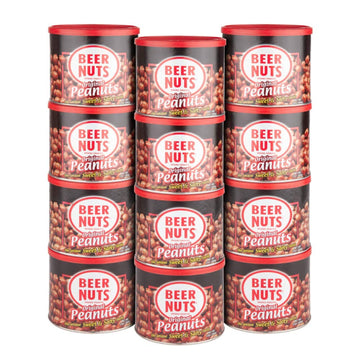 BEER NUTS Original Peanuts - Sweet & Salty Gourmet Snack - Gluten-Free, Low Sodium - 12 oz Resealable Cans (Pack of 12)