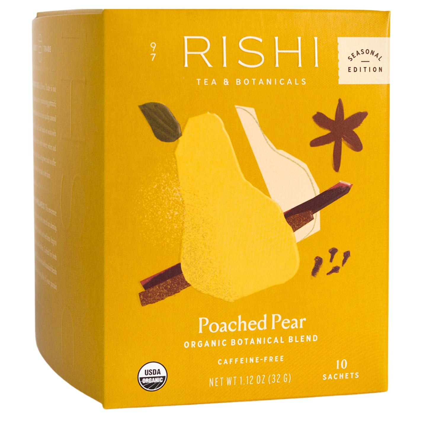 Rishi Tea Poached Pear Herbal Tea - Organic  Caffeine Free Sachet Bags  Warming & Naturally Fruity Botanical Blend - 15 Count (Pack of 1)