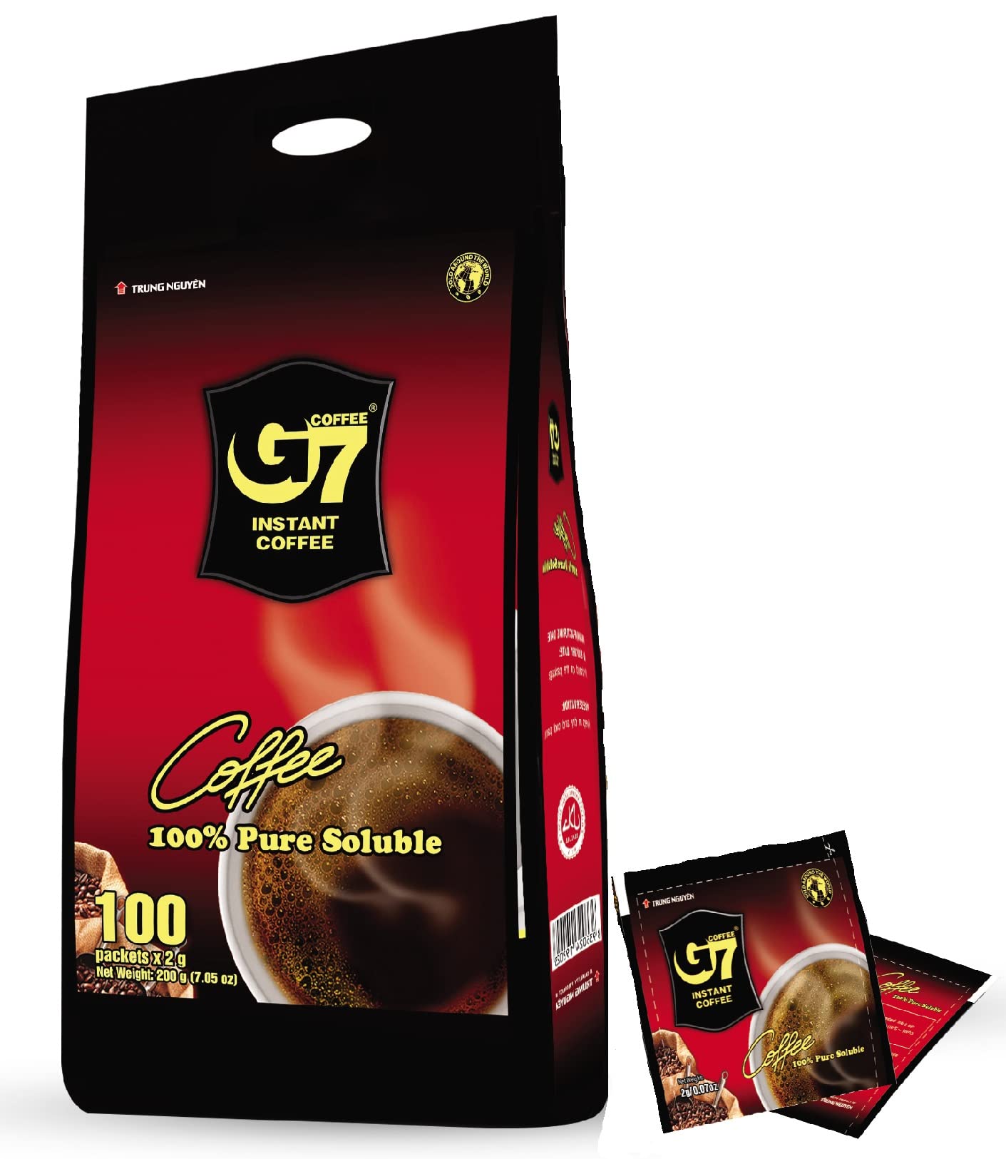 Trung Nguyen — G7 Instant Coffee — 100% Soluble Coffee — Pure Black — Strong And Bold — Instant Vietnamese Coffee (100 Packets Per Bag))