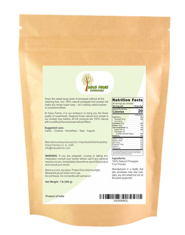 Indus Farms Superfoods Pineapple Whole Fruit Powder - Nutritious & Versatile - Perfect For Baking, Natural Flavoring, Seasoning,