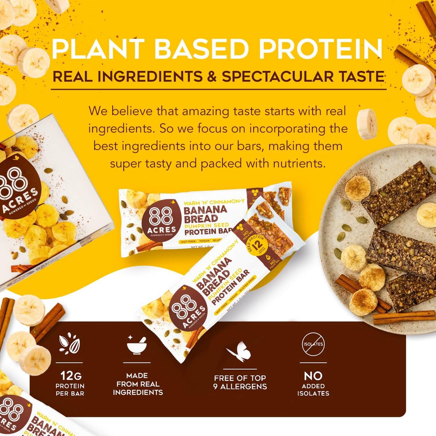 88 Acres Banana Bread Seed Protein Bar, 1.9 OZ, 1 Count, Model 0857851005902