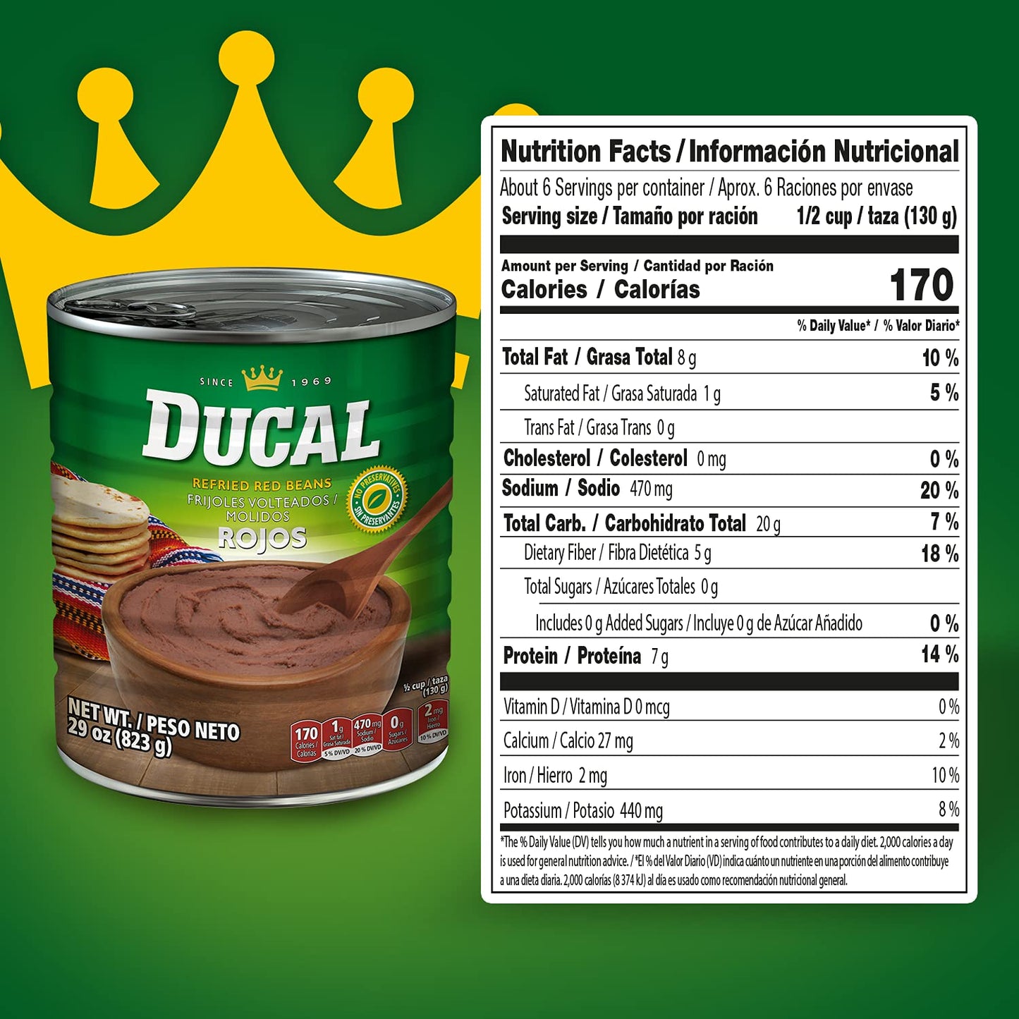 Goya Instant Vegetarian Ducal Refried Red Beans, Non-Gmo And Gluten, Excellent Source In Protein & Iron, Cholesterol Free, 29 Oz