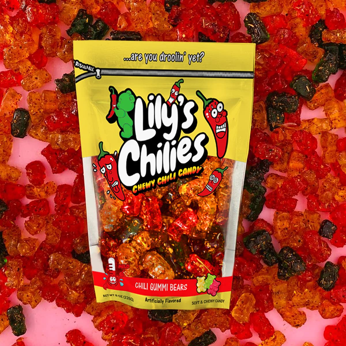 Lilys Chilies, Sour and Chili Chewy Candy (Chili Gummy Bear), 7.97 Ounce (Pack of 1)