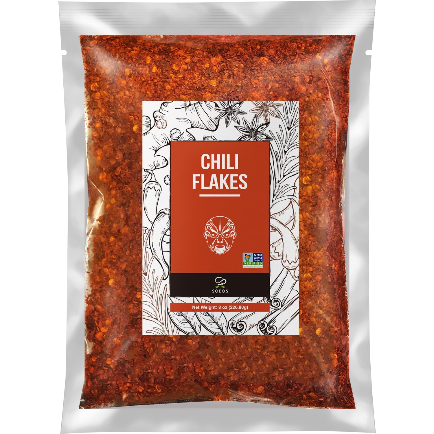 Soeos Red Chili Flakes, 8Oz (226G), Dried And Crushed Red Chili Pepper Flakes, Premium Chili Powder For Pizza, Chowder, Seafood, And Pasta