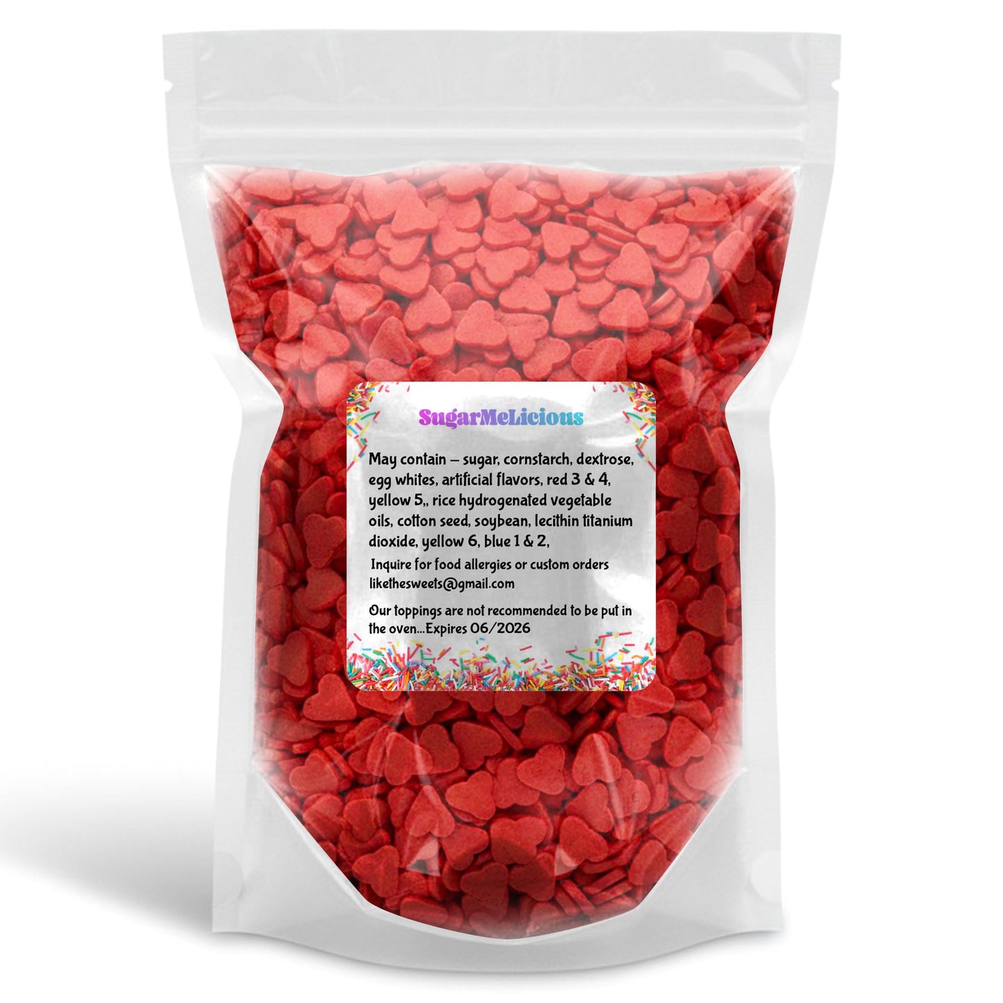 Sugarmelicious Jumbo Red Hearts Sprinkles  1Lb Bag  Perfect For Decorating Cakes  Cupcakes  Cookies  Ice Cream & More  Vibrant Edible Heart Shaped Sprinkles For Valentines Day  Weddings  & Special Occasions